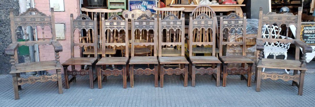 6 madera mas 2 sillones 6 junco