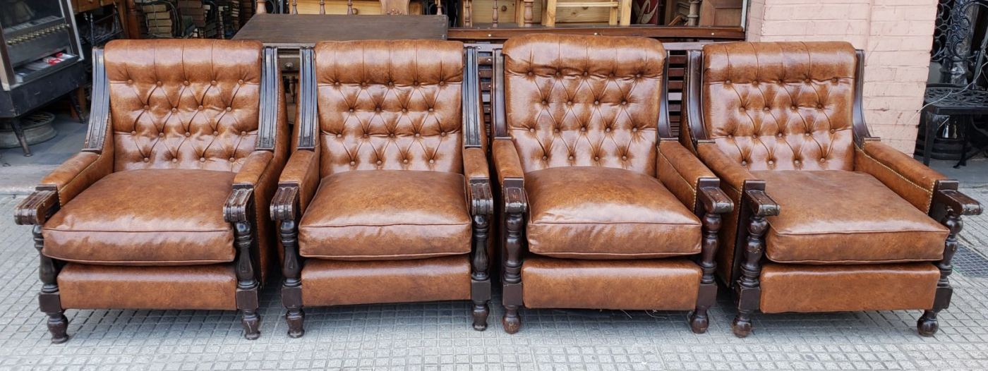 4 sillones juego morris marron
