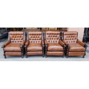 4 sillones juego morris marron