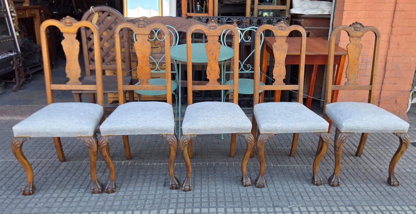 5 sillas roble 50 x 45 y 53 x 1,08 alto
