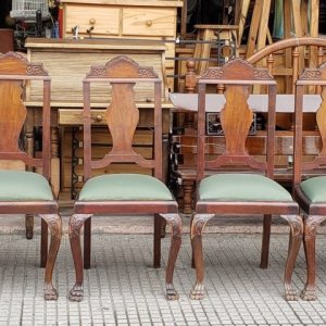 6 sillas con 2 sillones chippendale verde