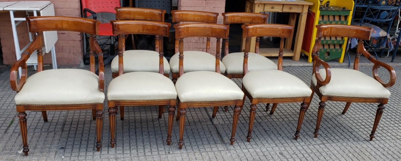 6 sillas con 2 sillones poliuretano